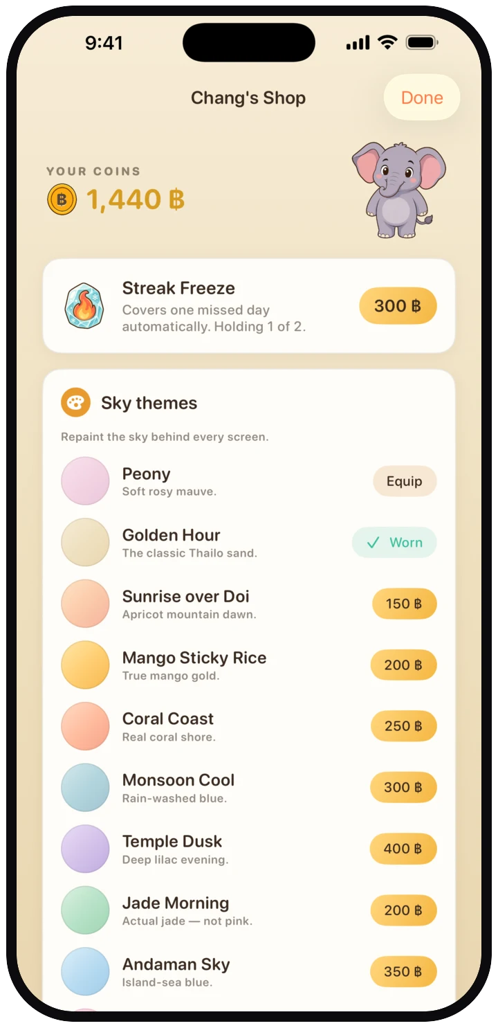 Thailo on iPhone: the theme shop: repaint the sky behind every screen